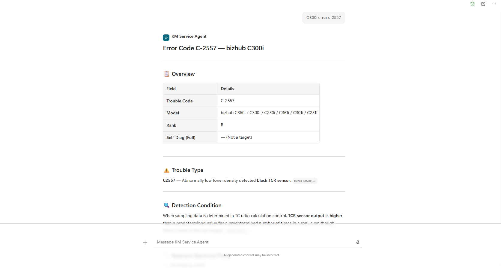 The agent returns a clear, structured breakdown of the error code.